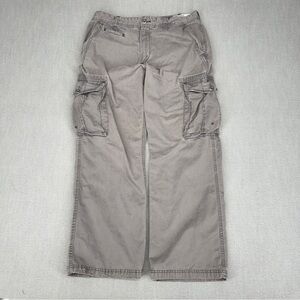 Y2K Old Navy Mens 36x32 Pants Gray Loose Paratrooper Cargo Grunge Skate Wide Leg